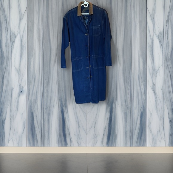 VTG • LEE Incredible vintage ladies large Lee denim farm coat w corduroy cOLLAR - Picture 3 of 5